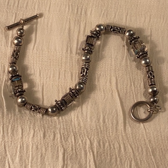 Sterling Silver Bracelet & Swarovski Crystals - Picture 1 of 7